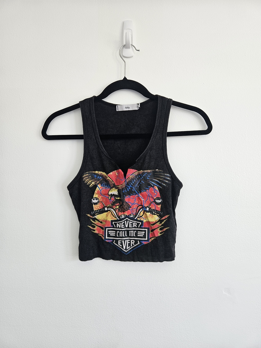 Adika Cropped Tank Top XS "Never Call Me Ever"